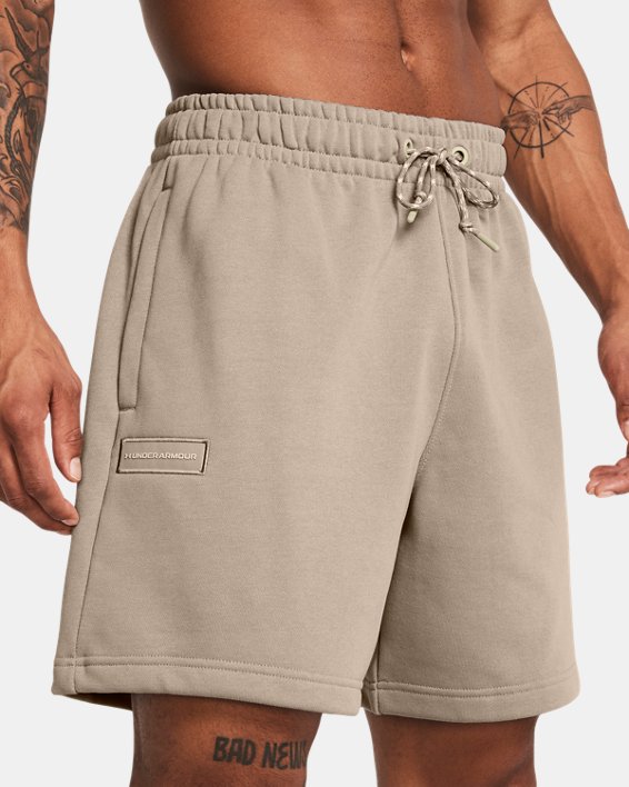 Men's UA Rival Terry Heavyweight Shorts in Brown image number 3